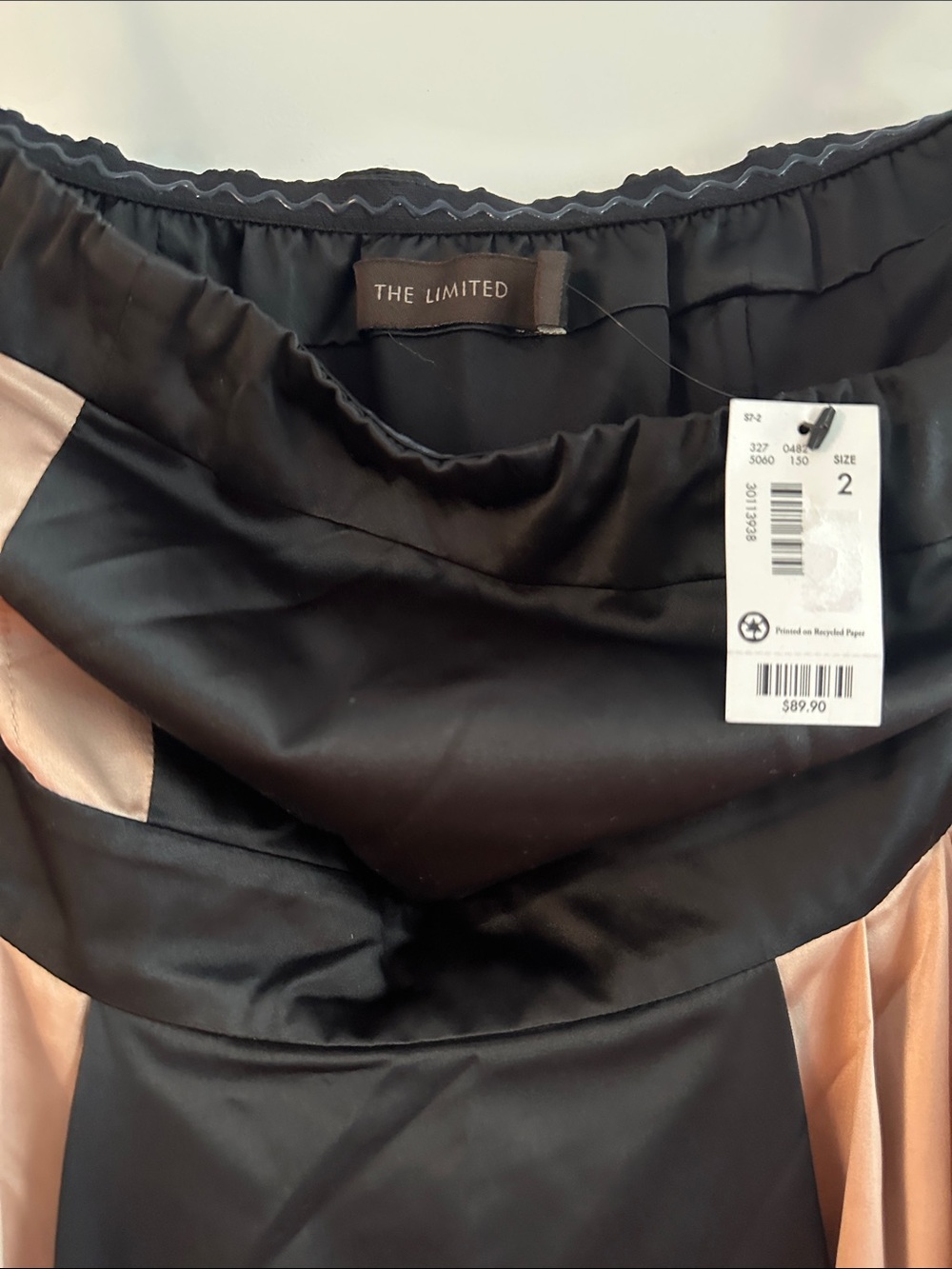 The Limited Black and Blush Panel Satin Skirt